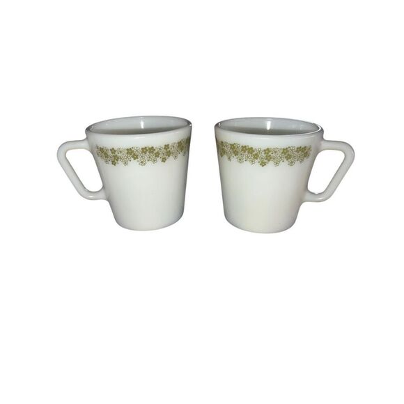Vintage Pyrex CRAZY DAISY Spring Blossom D-HANDLE Set of 2 COFFEE MUGS Cups USA - Picture 3 of 5